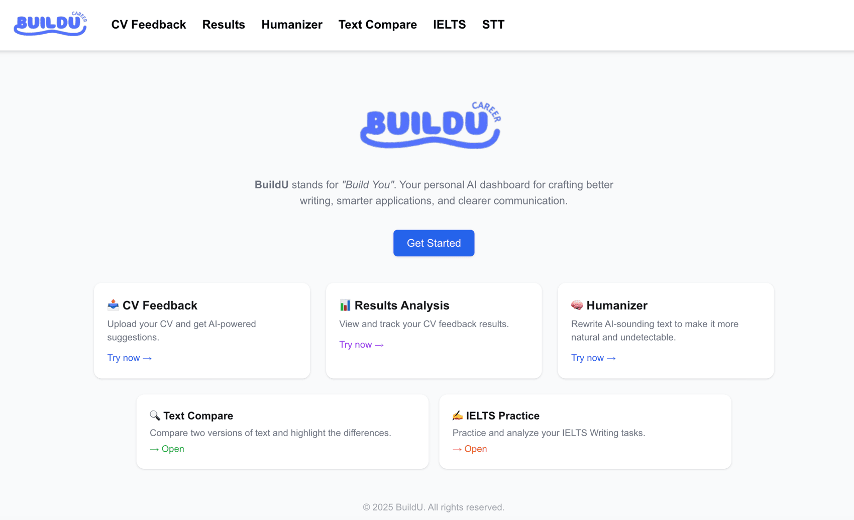 BuildU — AI Writing and Application Dashboard